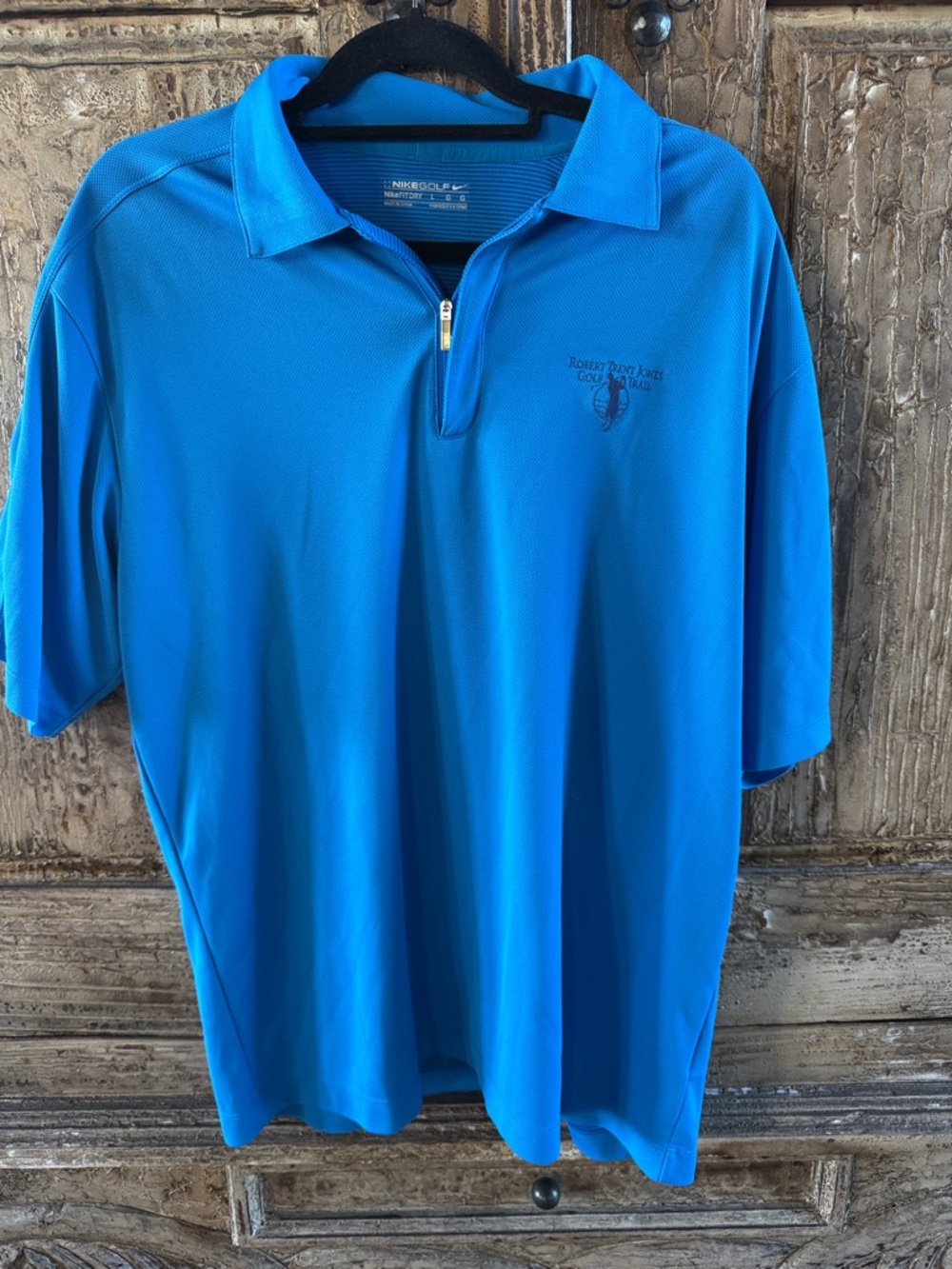 Nike Men’s Bright Blue Zip Golf Polo with Small Chest Emblem